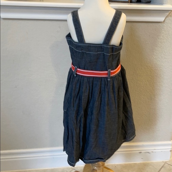 Girls Chambray Sundress w/Pink Buttons & Belt - Picture 2 of 4